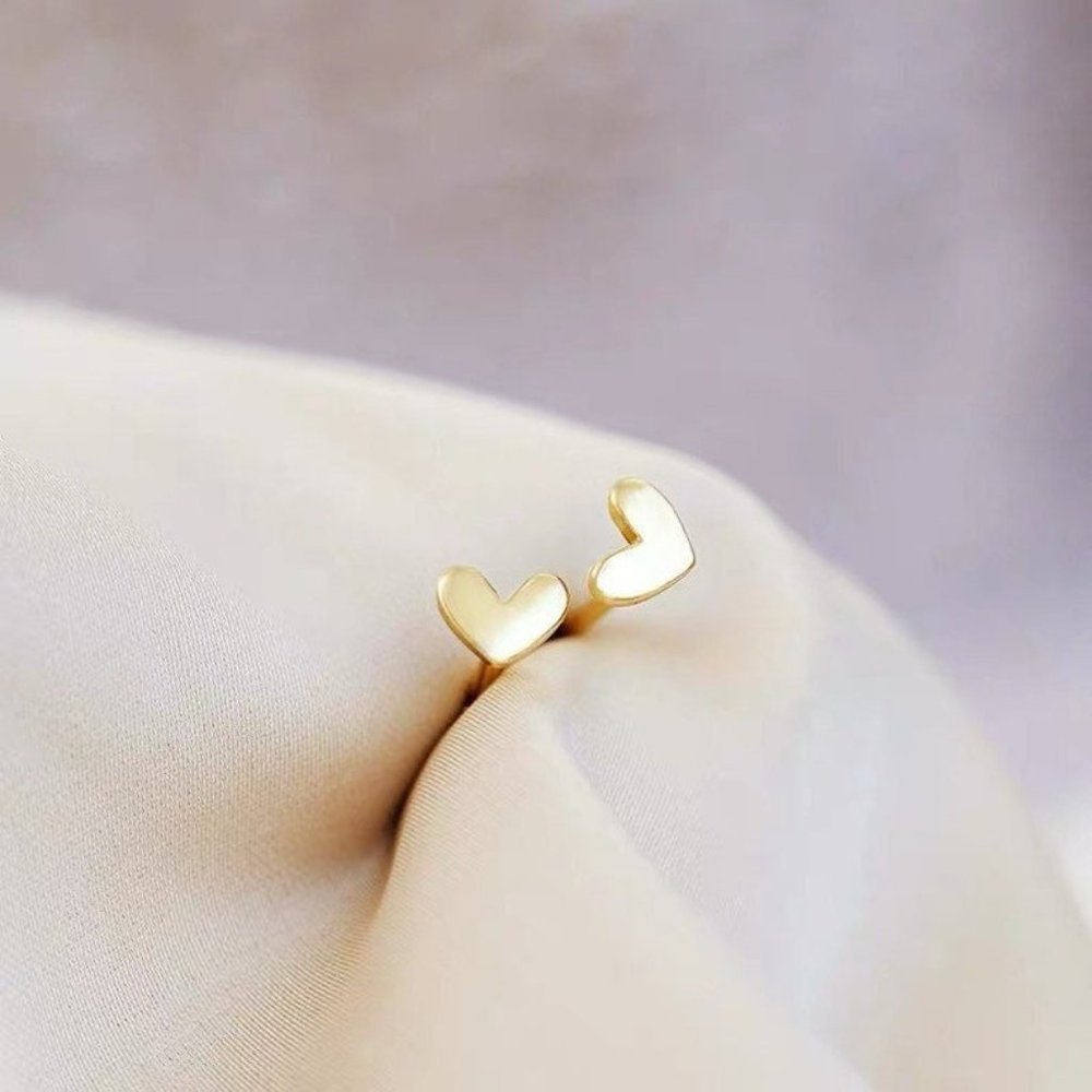 Ear Jewelry Cute Gold Silver Color Heart Stud Earr